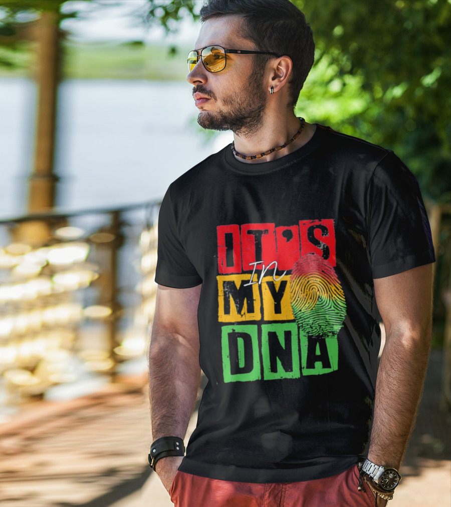 Juneteenth Black Queen It's In My DNA Fingerprint Red Yellow Green T-Shirt