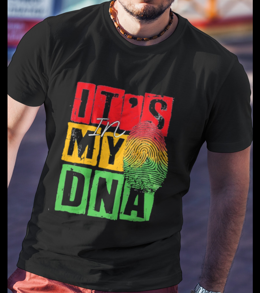 Juneteenth Black Queen It's In My DNA Fingerprint Red Yellow Green T-Shirt