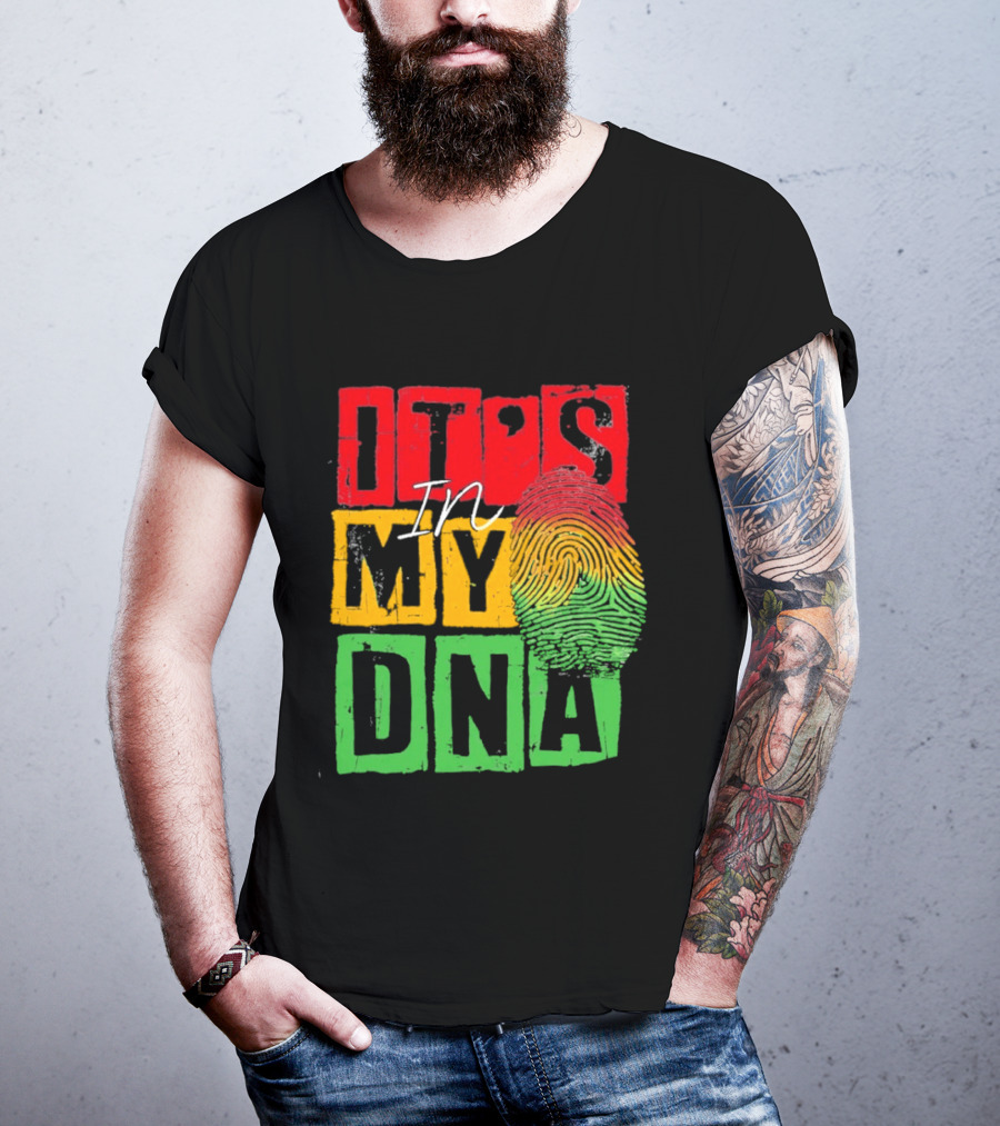 Juneteenth Black Queen It's In My DNA Fingerprint Red Yellow Green T-Shirt