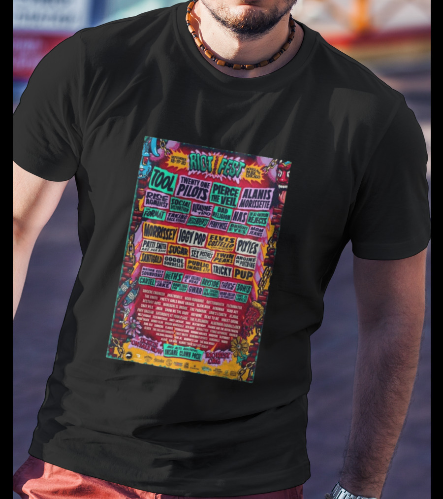 Riot Fest 2026 Lineup Featuring Tool Nine Inch Nails Iggy Pop Pixies Chicago T-Shirt