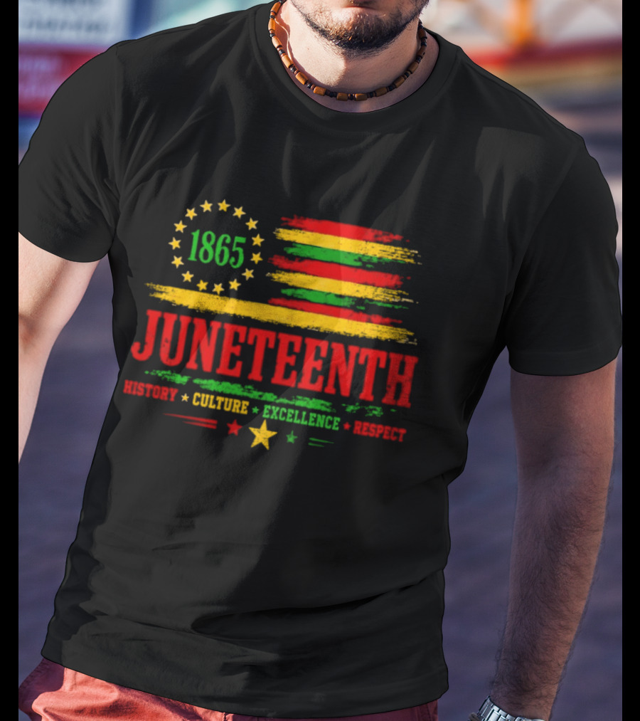 Juneteenth 1865 Flag History Culture Excellence Respect T-Shirt