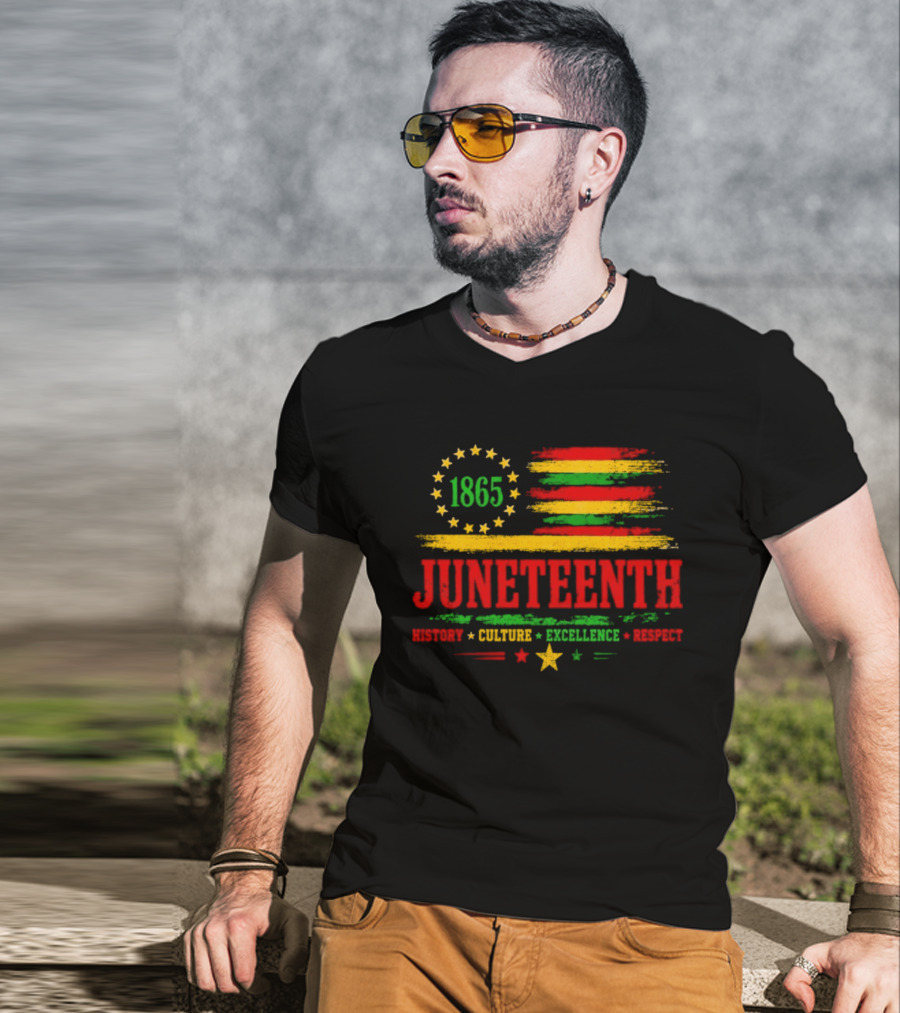 Juneteenth 1865 Flag History Culture Excellence Respect T-Shirt