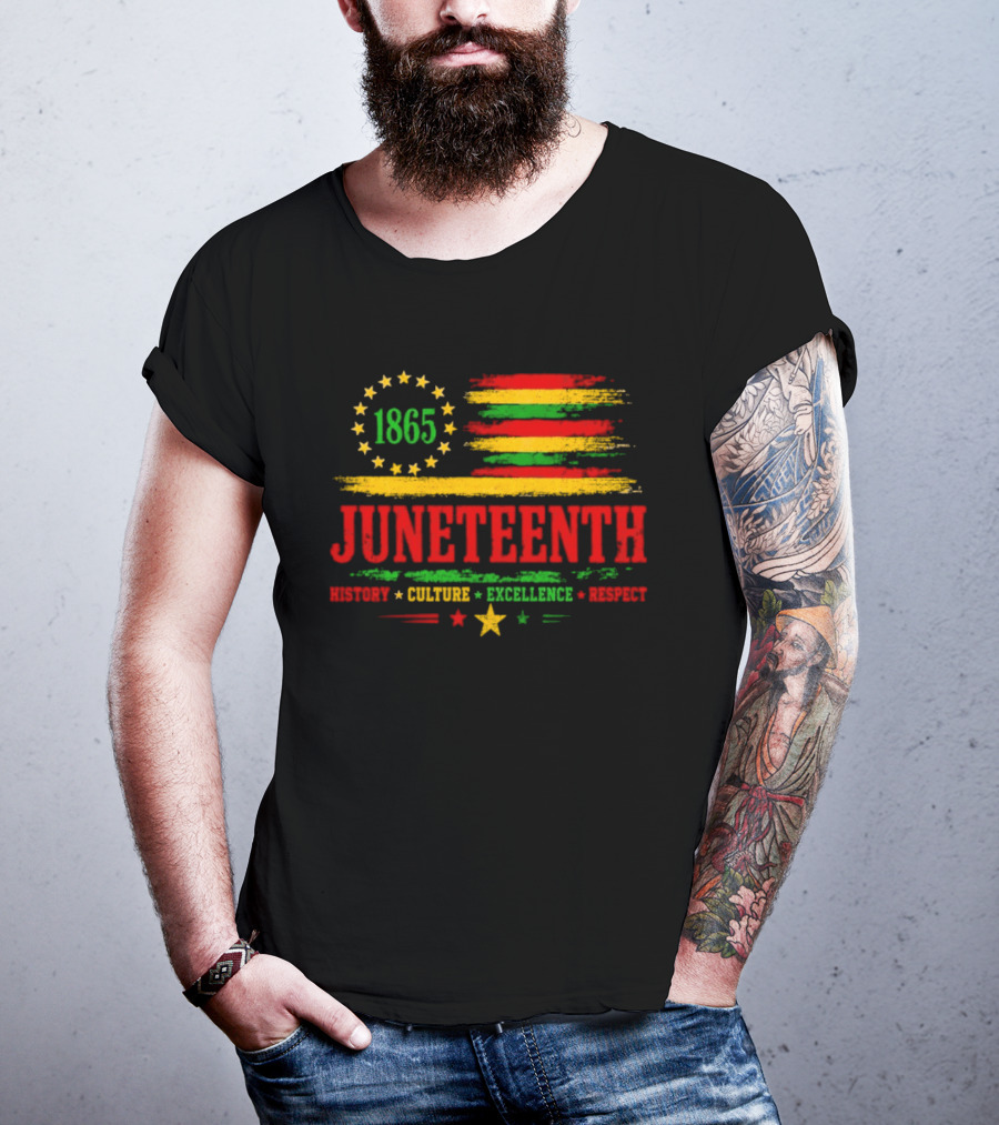 Juneteenth 1865 Flag History Culture Excellence Respect T-Shirt