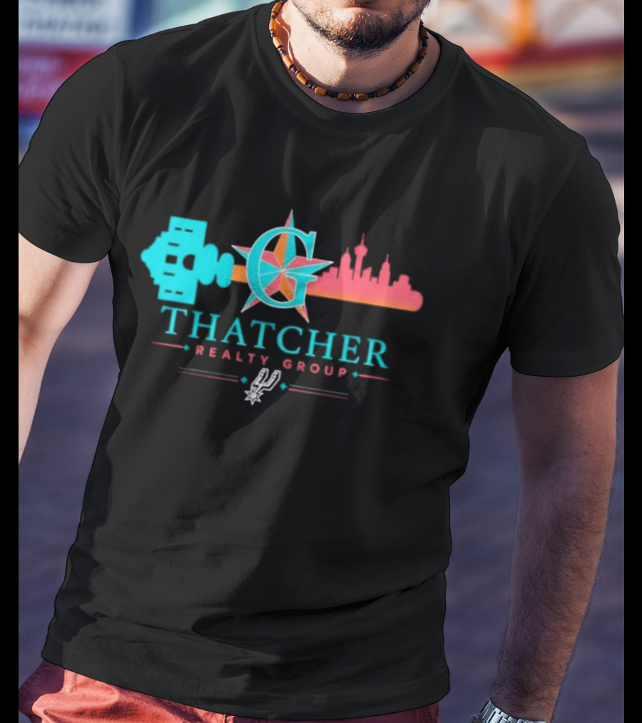 San Antonio Spurs Thatcher Realty Group City Skyline And Key T-Shirt
