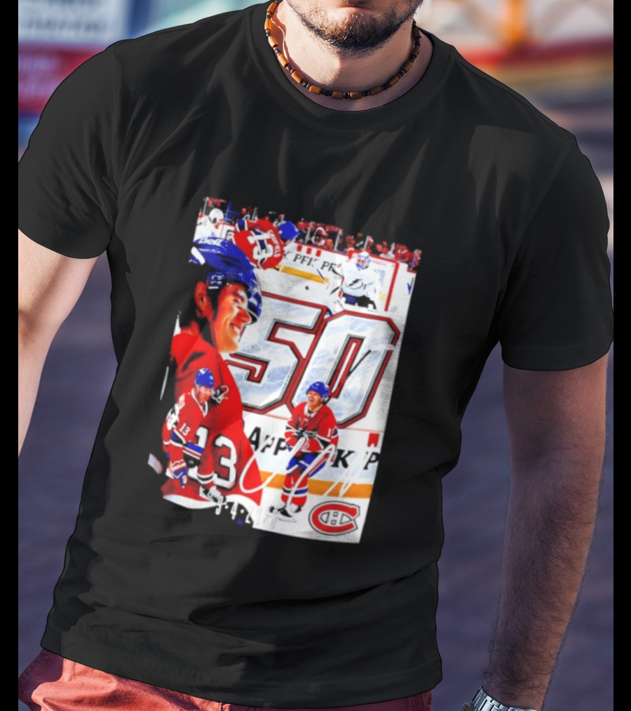 Montreal Canadiens Cole Caufield 50 Goals Celebration 2026 T-Shirt