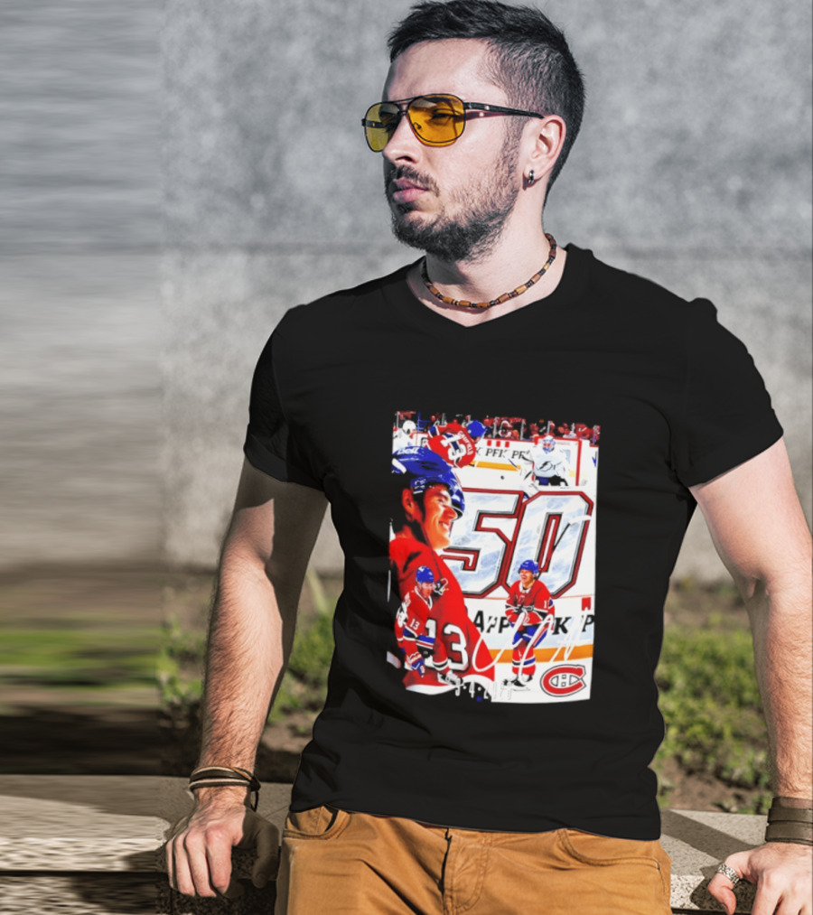Montreal Canadiens Cole Caufield 50 Goals Celebration 2026 T-Shirt