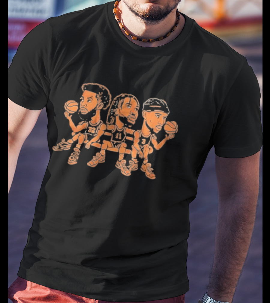 New York Knicks Karl Anthony Towns Jalen Brunson Josh Hart Big Three Caricature 32 41 3 T-Shirt