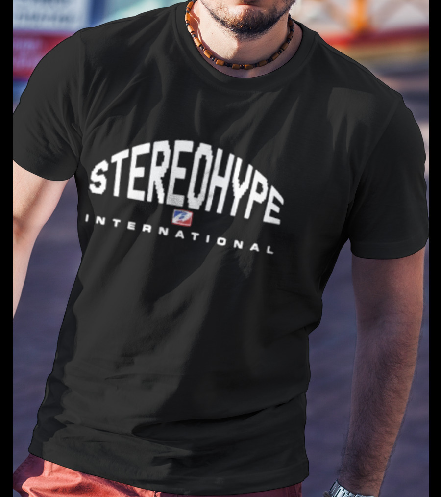 Stereohype International Arch Text With Red Blue Accent T-Shirt