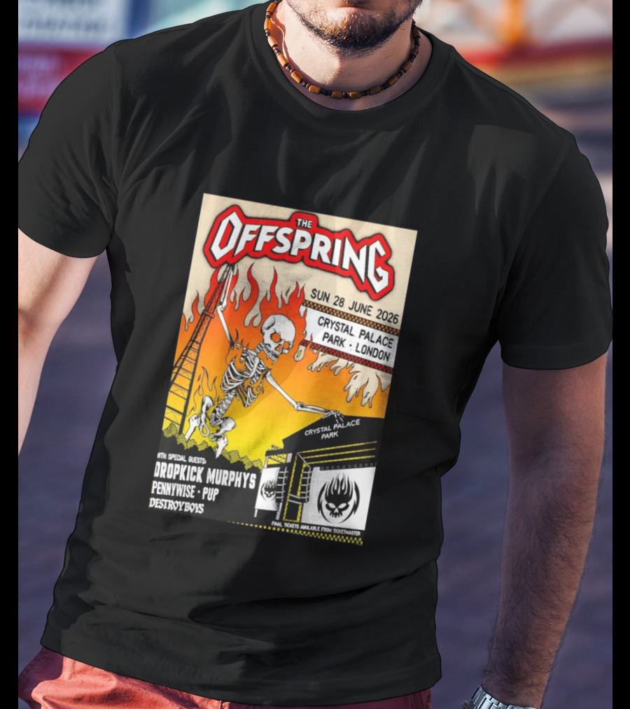 The Offspring Concert June 28 2026 Crystal Palace Park London Dropkick Murphys Pennywise Pup Destroy Boys T-Shirt