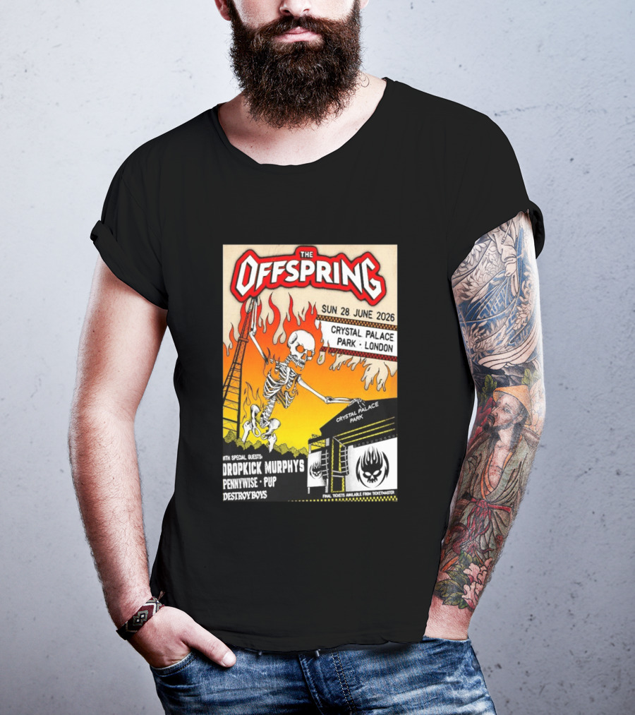 The Offspring Concert June 28 2026 Crystal Palace Park London Dropkick Murphys Pennywise Pup Destroy Boys T-Shirt