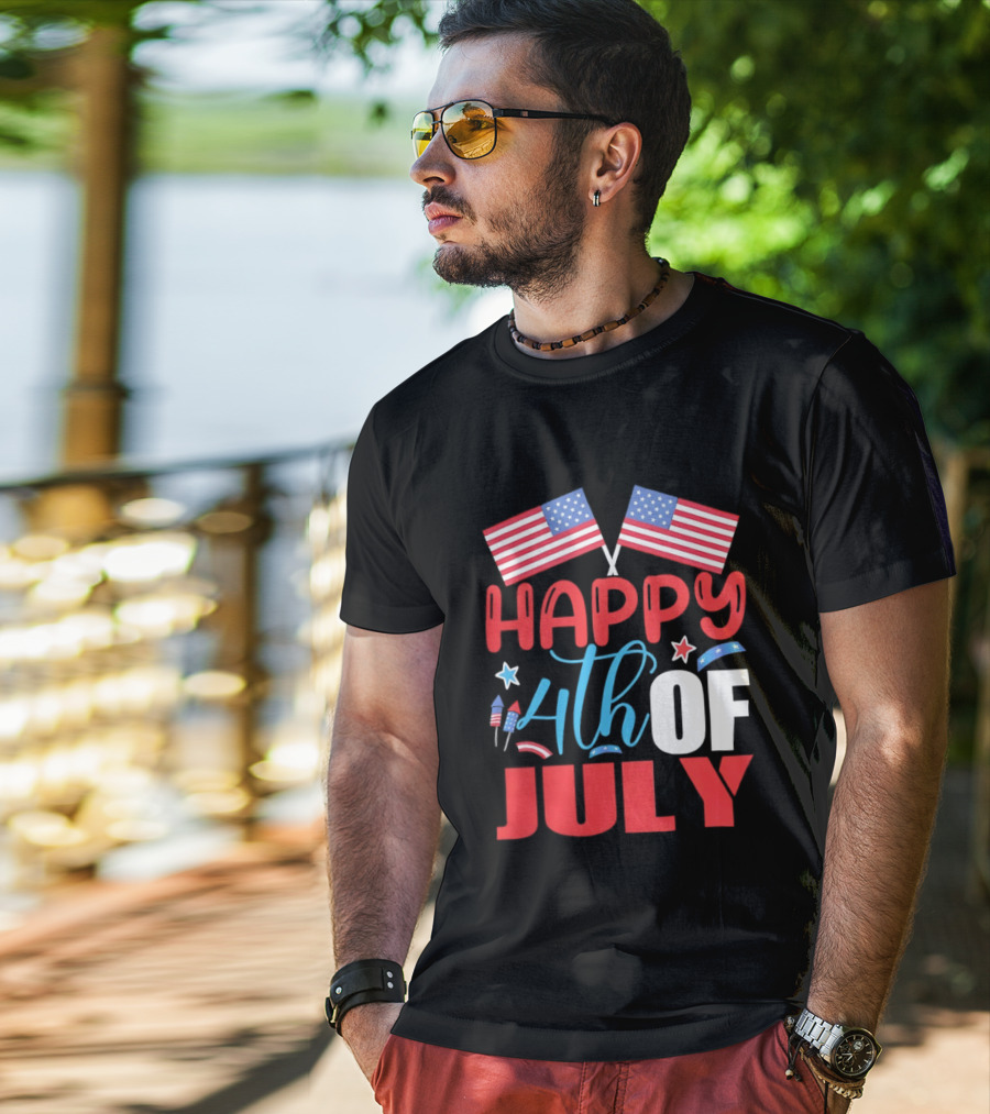 American Independence Day Happy 4th Of July USA Flags Celebration T-Shirt