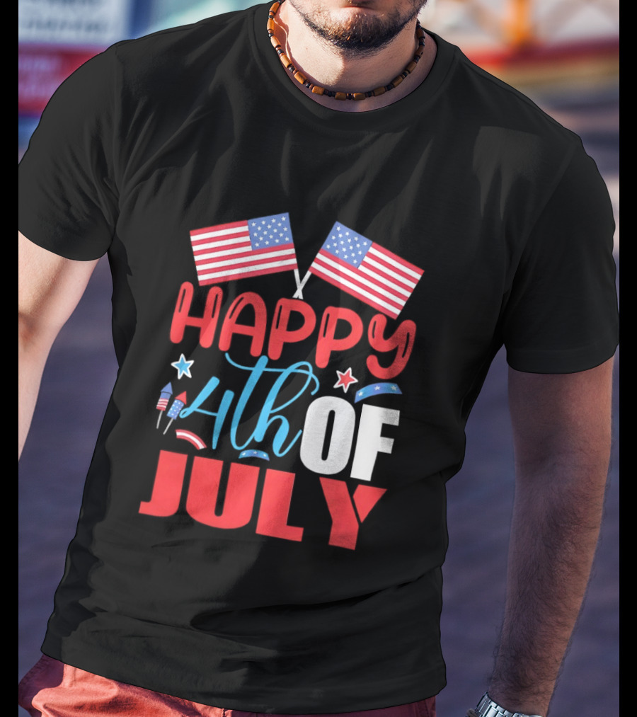 American Independence Day Happy 4th Of July USA Flags Celebration T-Shirt