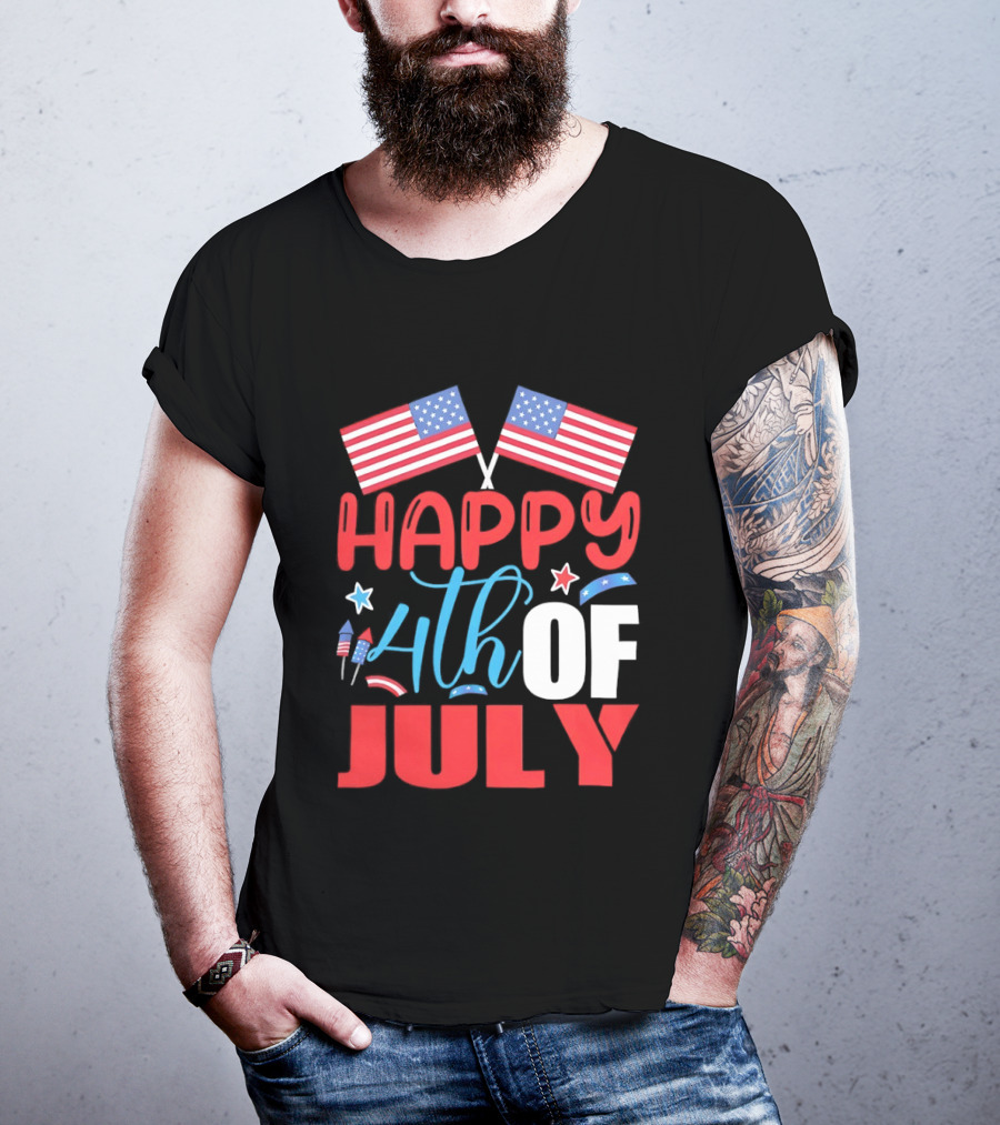 American Independence Day Happy 4th Of July USA Flags Celebration T-Shirt