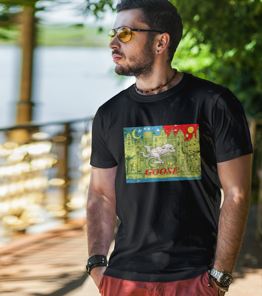 Goose Amsterdam Netherlands 2026 Melkweg Max 27 28 May Gig Bicycle Moon Sun Wolf Houses T-Shirt