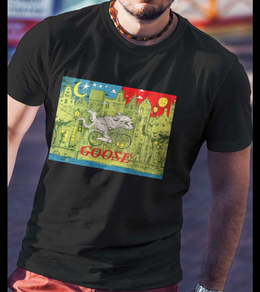 Goose Amsterdam Netherlands 2026 Melkweg Max 27 28 May Gig Bicycle Moon Sun Wolf Houses T-Shirt