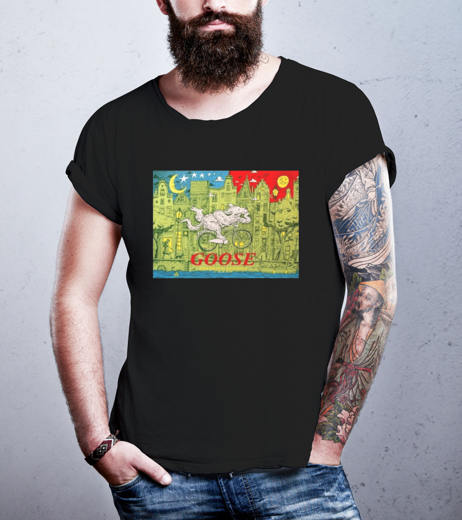 Goose Amsterdam Netherlands 2026 Melkweg Max 27 28 May Gig Bicycle Moon Sun Wolf Houses T-Shirt