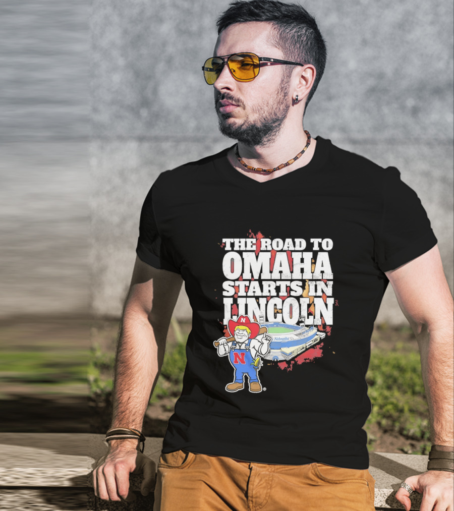 Herbie Husker Cornhuskers Road To Omaha Lincoln Nebraska Stadium T-Shirt