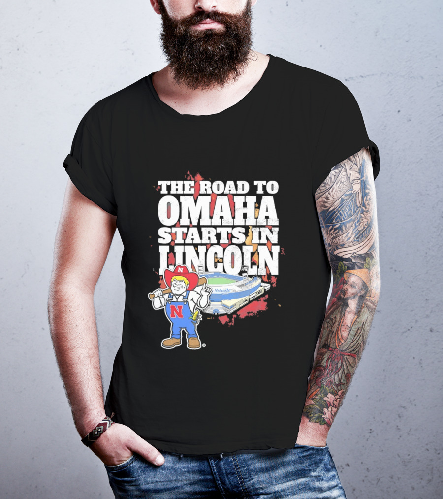 Herbie Husker Cornhuskers Road To Omaha Lincoln Nebraska Stadium T-Shirt