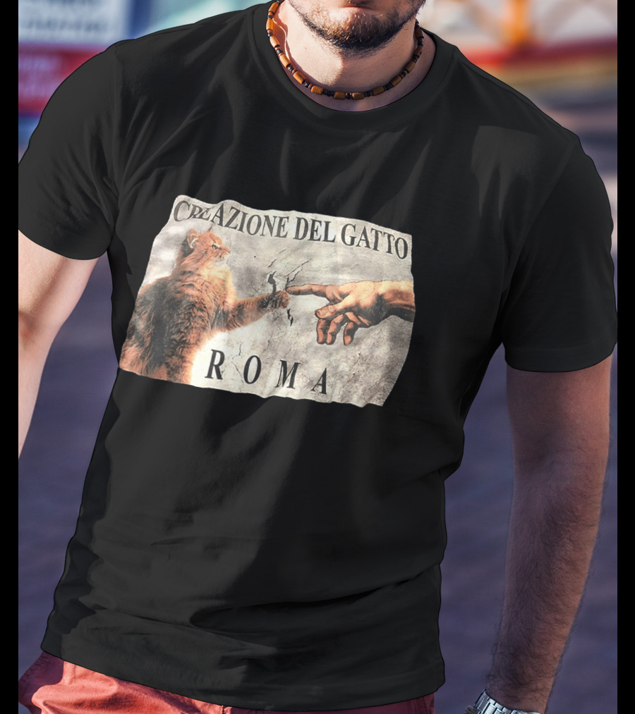 Creazione Del Gatto Cat Artwork Roma T-Shirt
