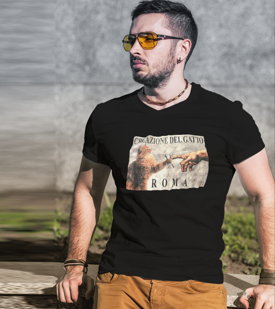 Creazione Del Gatto Cat Artwork Roma T-Shirt