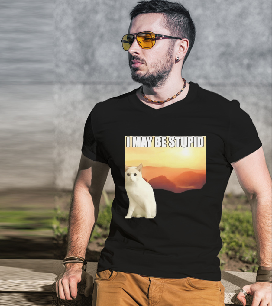 I May Be Stupid Cat With Sunrise T-Shirt