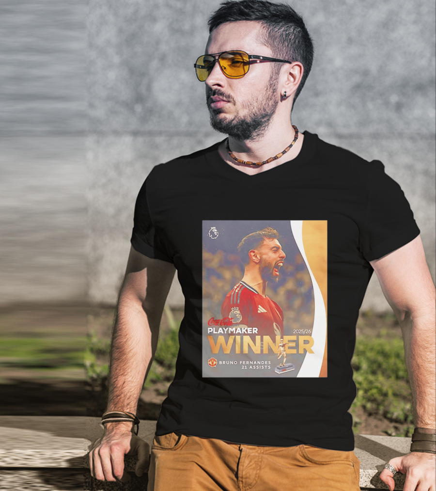 Coca Cola Playmaker Winner Bruno Fernandes Manchester United 2025/26 21 Assists T-Shirt