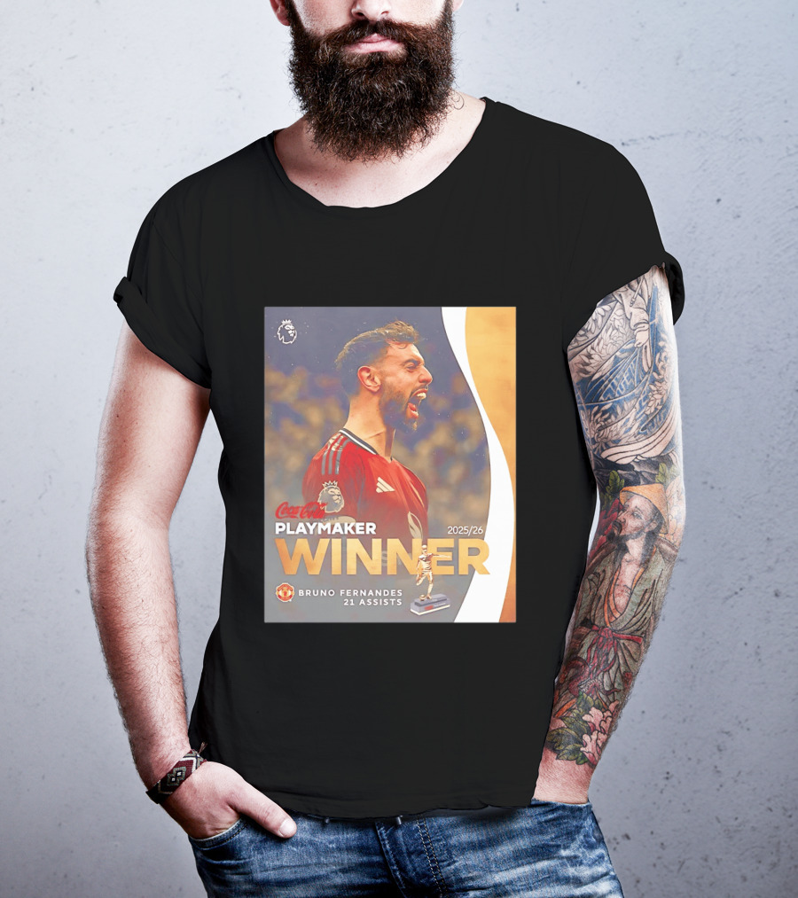 Coca Cola Playmaker Winner Bruno Fernandes Manchester United 2025/26 21 Assists T-Shirt