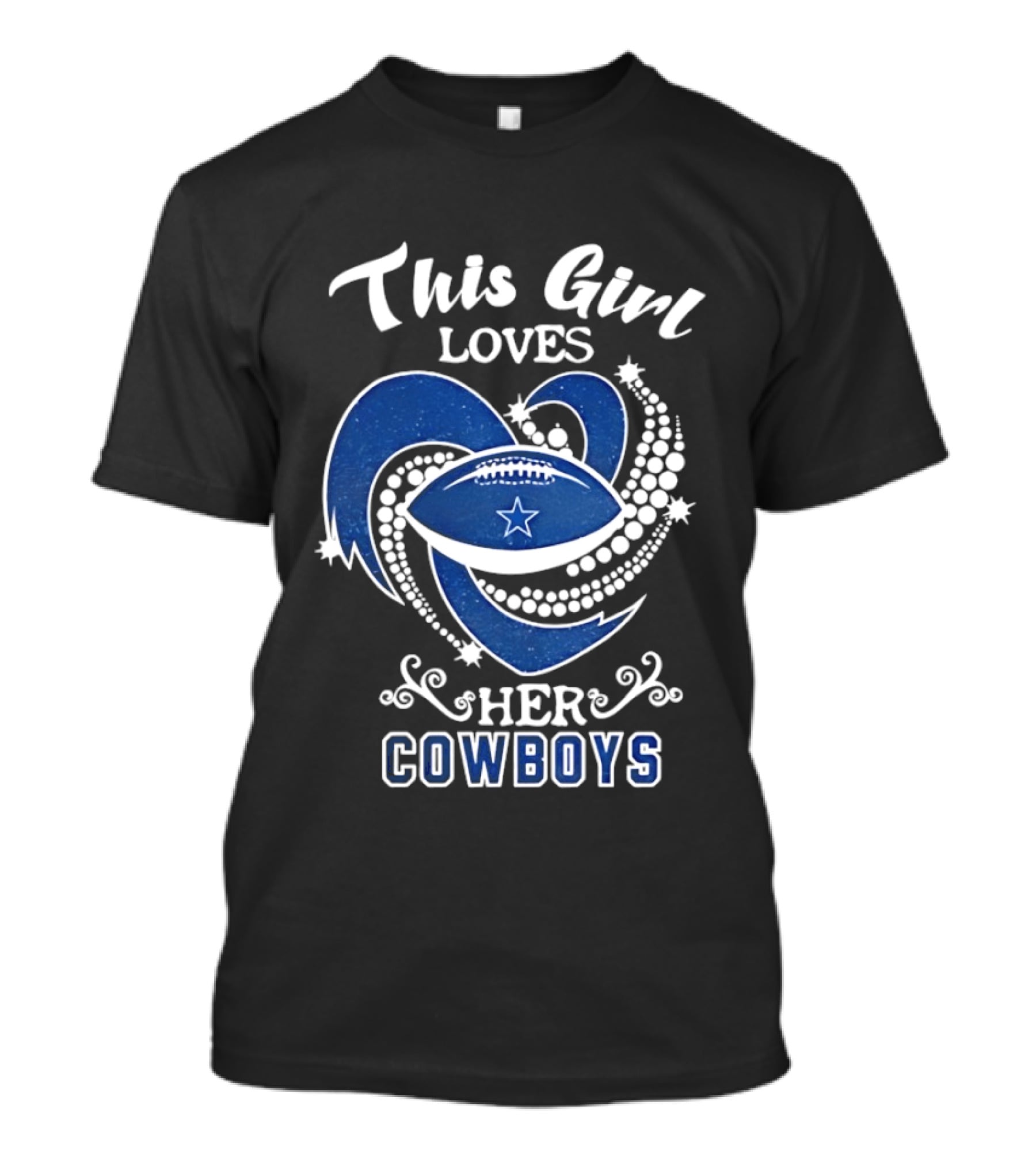 Dallas Cowboys This Girl Loves Her Cowboys Football Heart Stars T-Shirt