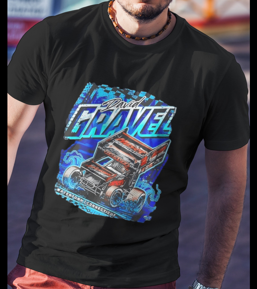 David Gravel Racing Blue Wave Watertown Connecticut Sprint Car T-Shirt