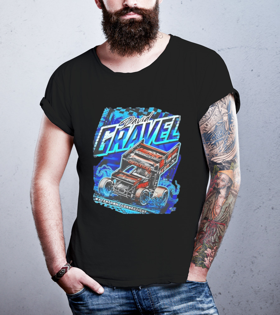 David Gravel Racing Blue Wave Watertown Connecticut Sprint Car T-Shirt