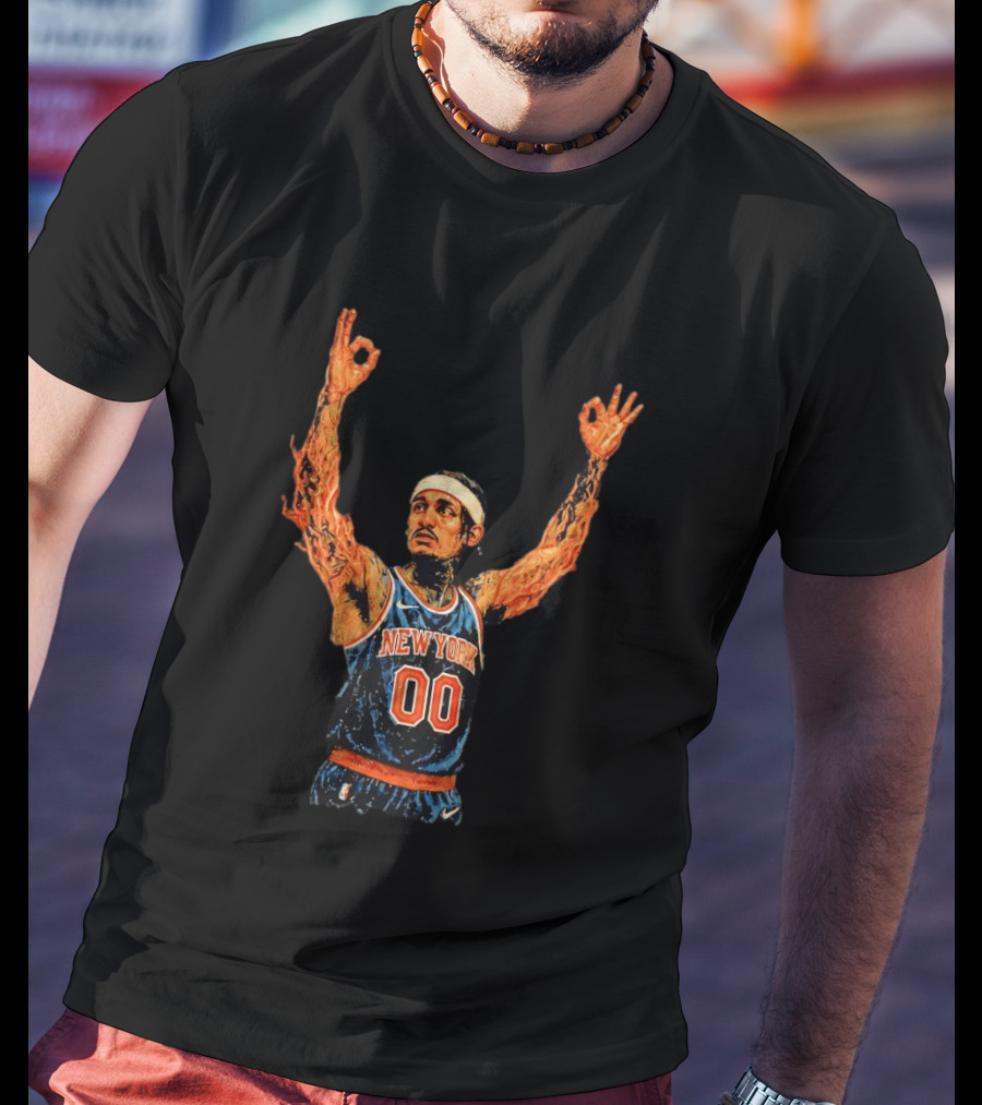 Jordan Clarkson New York Knicks Flaming Arms Basketball Game 1 2026 T-Shirt