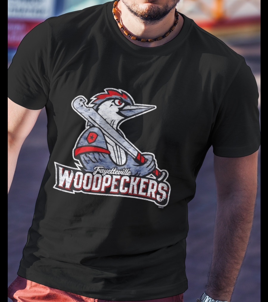 Fayetteville Woodpeckers Baseball Team Mascot Bat MLB T-Shirt