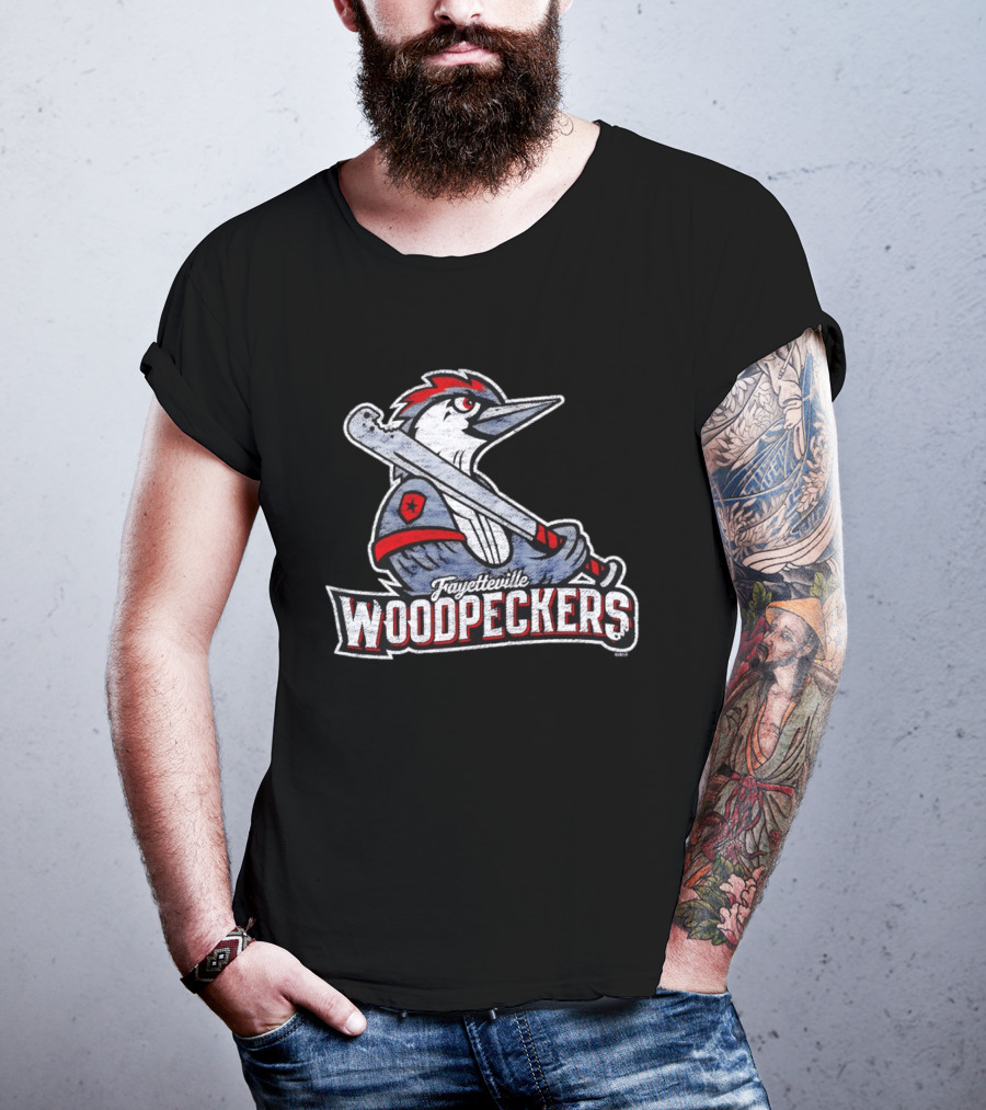 Fayetteville Woodpeckers Baseball Team Mascot Bat MLB T-Shirt