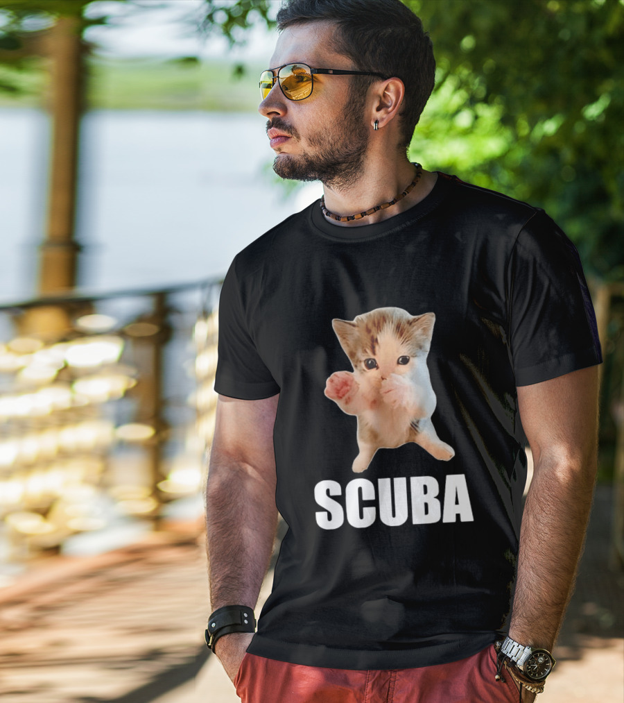 Kitten Cat Feline Pet Animal Martial Arts Scuba Meme Warrior Defender T-Shirt