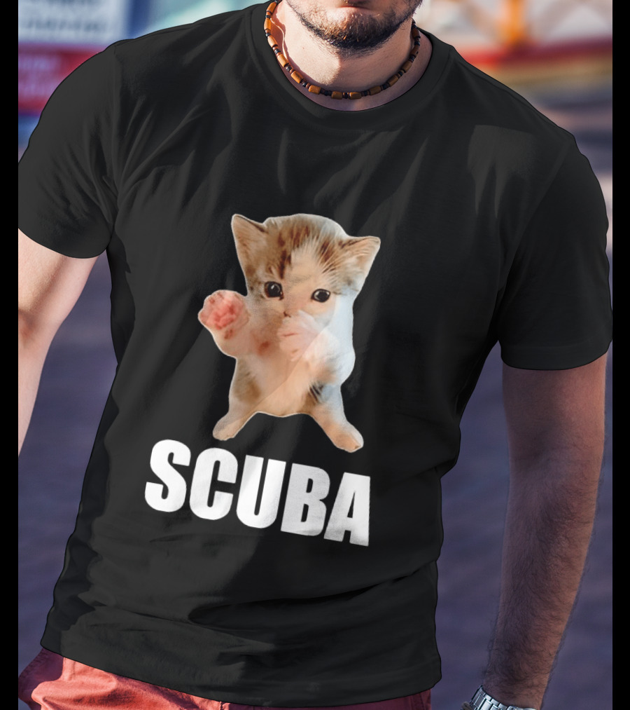 Kitten Cat Feline Pet Animal Martial Arts Scuba Meme Warrior Defender T-Shirt
