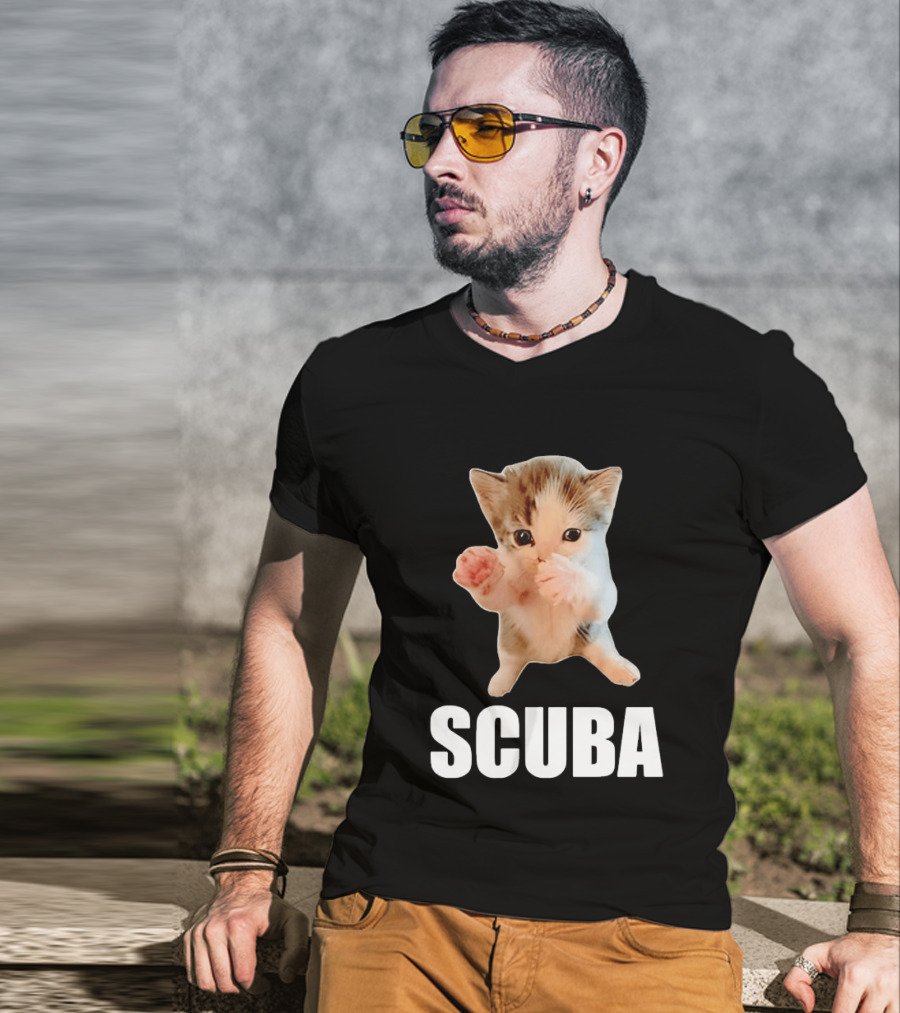 Kitten Cat Feline Pet Animal Martial Arts Scuba Meme Warrior Defender T-Shirt