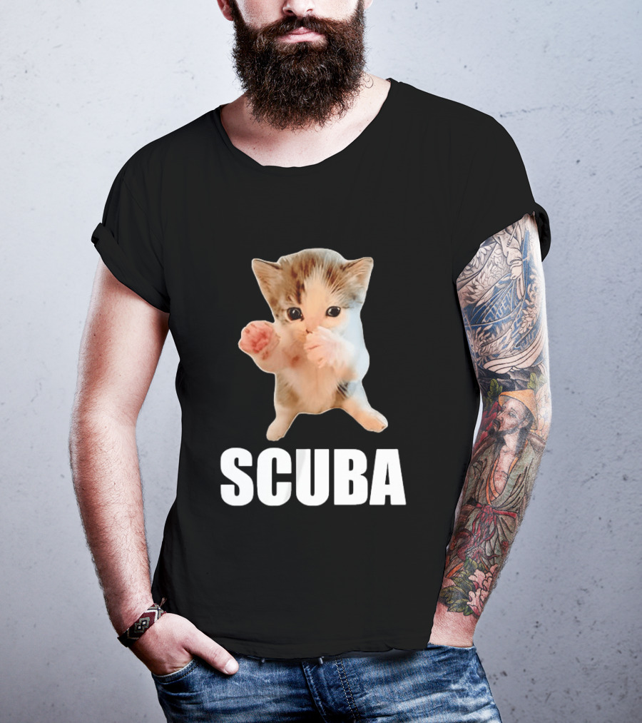Kitten Cat Feline Pet Animal Martial Arts Scuba Meme Warrior Defender T-Shirt