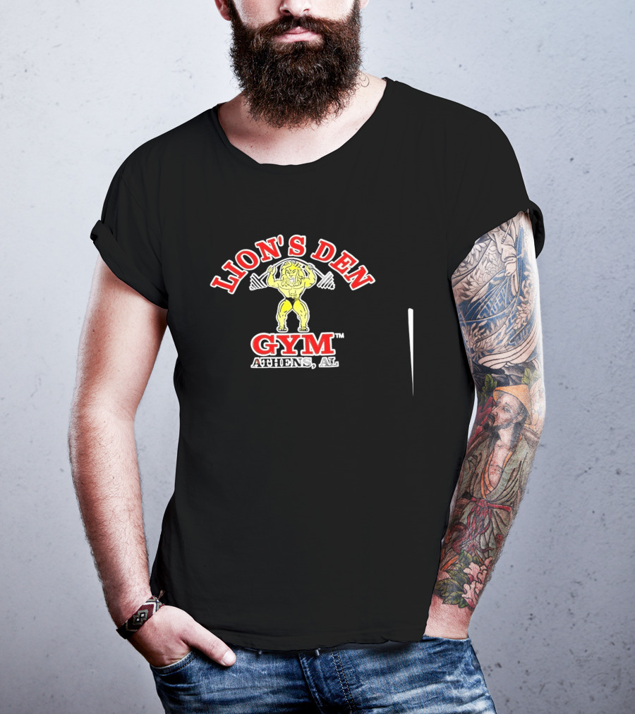 Lion's Den Gym Athens Alabama Fitness Center Weightlifting Lion T-Shirt