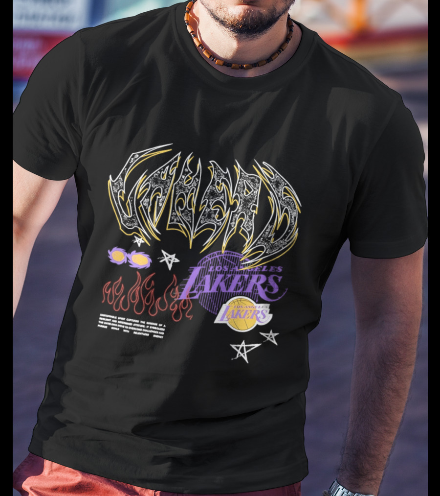 Los Angeles Lakers Unstoppable Spirit Essence Resilient Energy Dynamic Flames Stars Purple Vibes T-Shirt