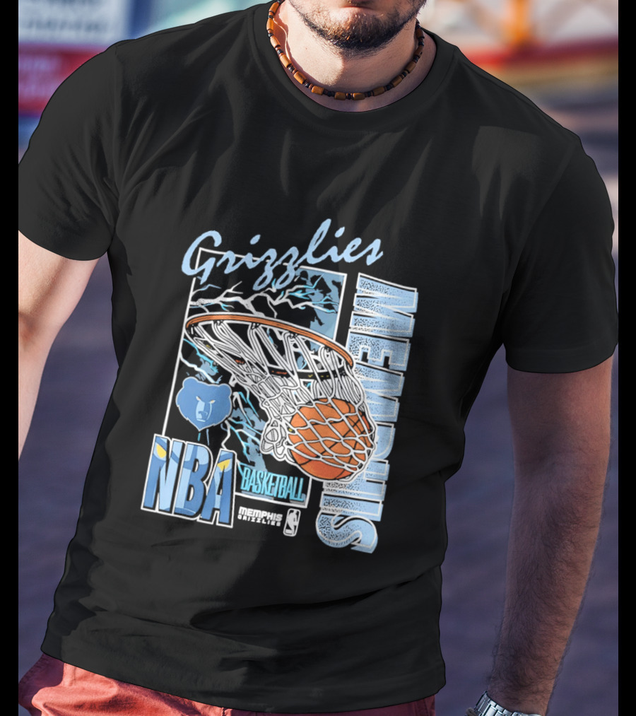 Grizzlies Memphis Basketball NBA Bear Logo And Hoop T-Shirt