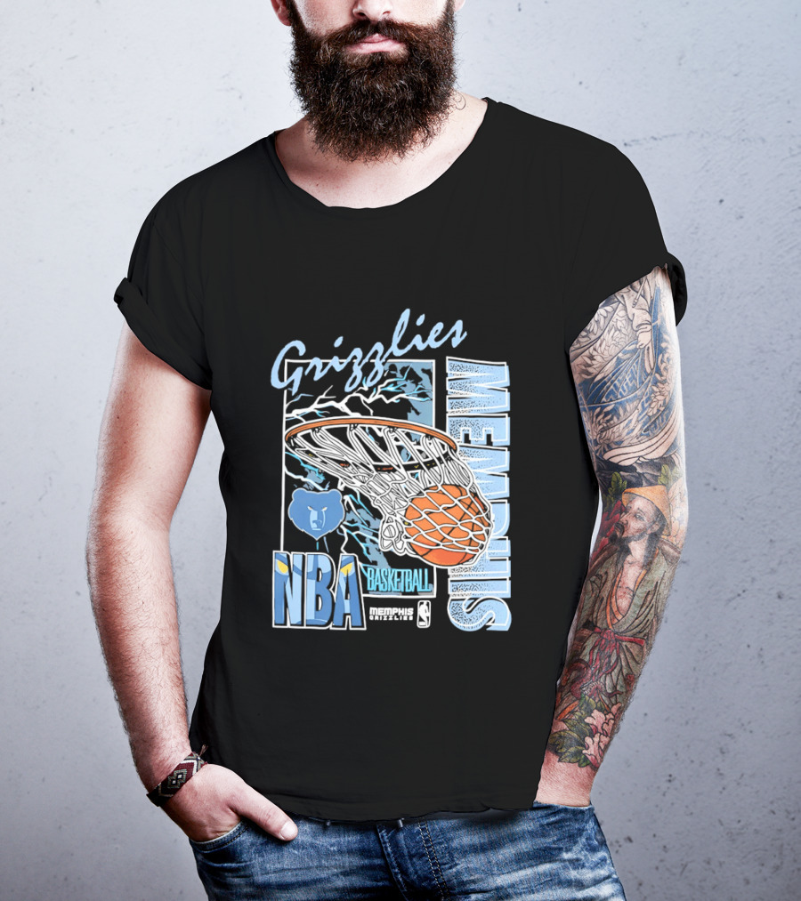 Grizzlies Memphis Basketball NBA Bear Logo And Hoop T-Shirt