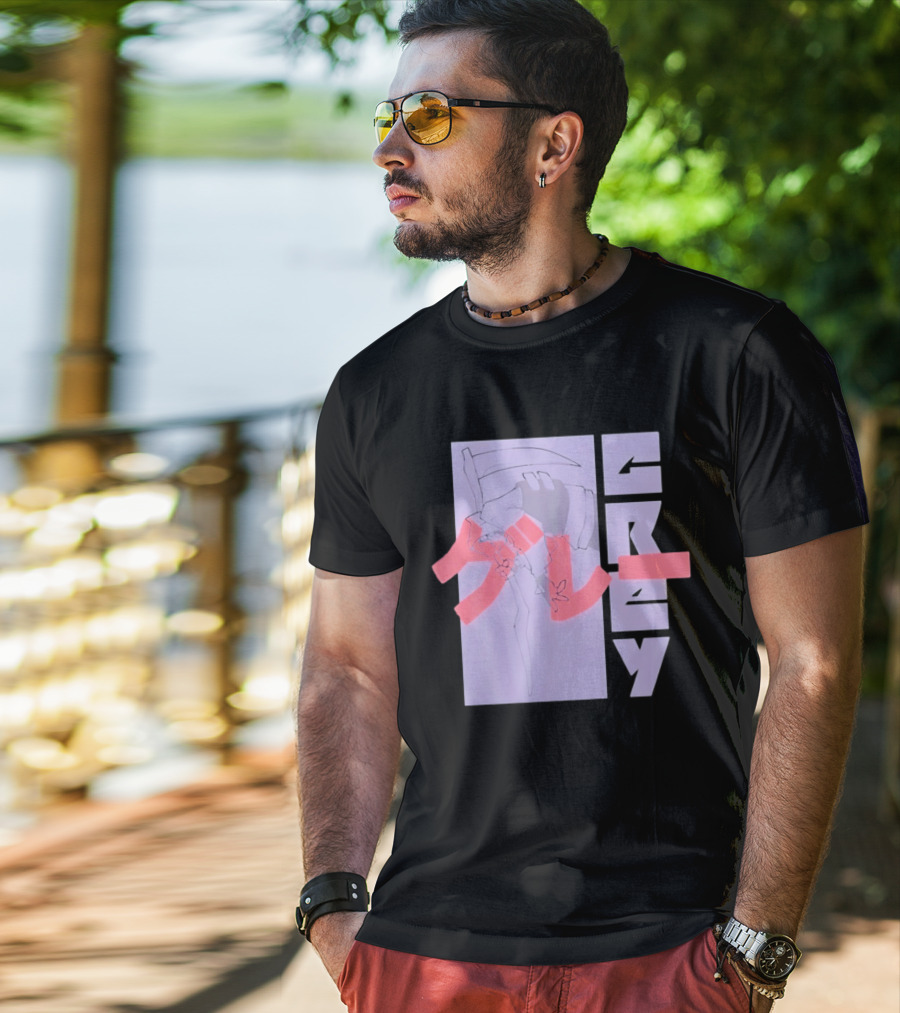 Grim Reaper Grey Japanese Kanji T-Shirt