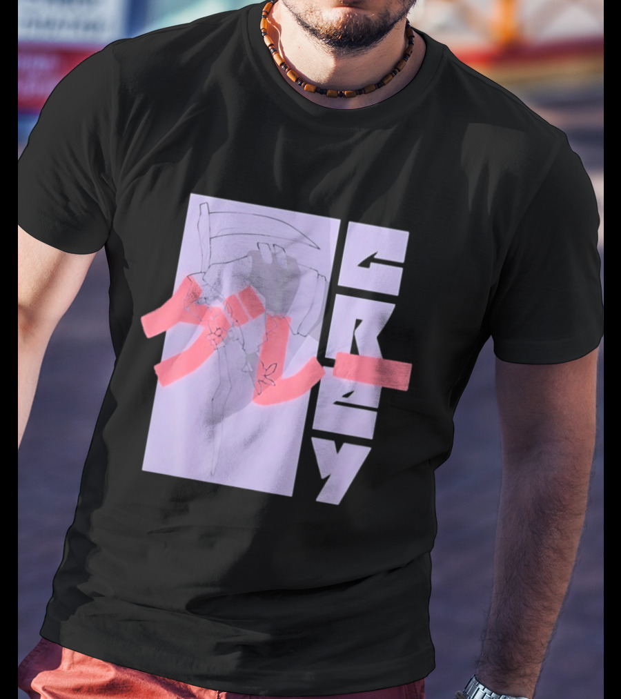 Grim Reaper Grey Japanese Kanji T-Shirt