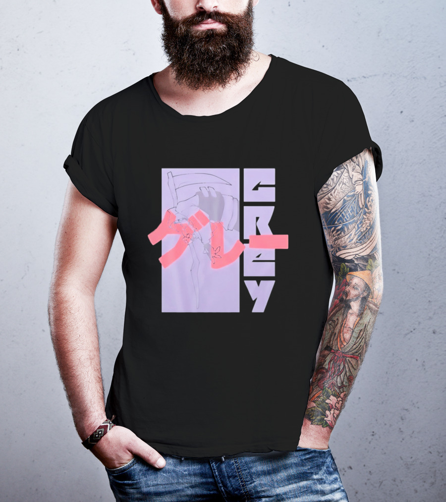 Grim Reaper Grey Japanese Kanji T-Shirt