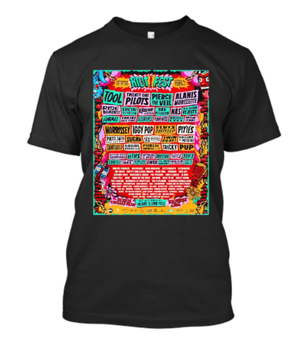 Riot Fest 2026 Full Lineup Douglass Park Chicago September 18 19 20 Featuring Tool Twenty One Pilots Pierce The Veil Alanis Morissette T-Shirt