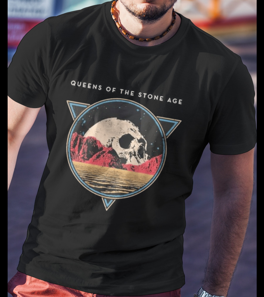 Queens Of The Stone Age Floating Skull Over Desert Scene T-Shirt