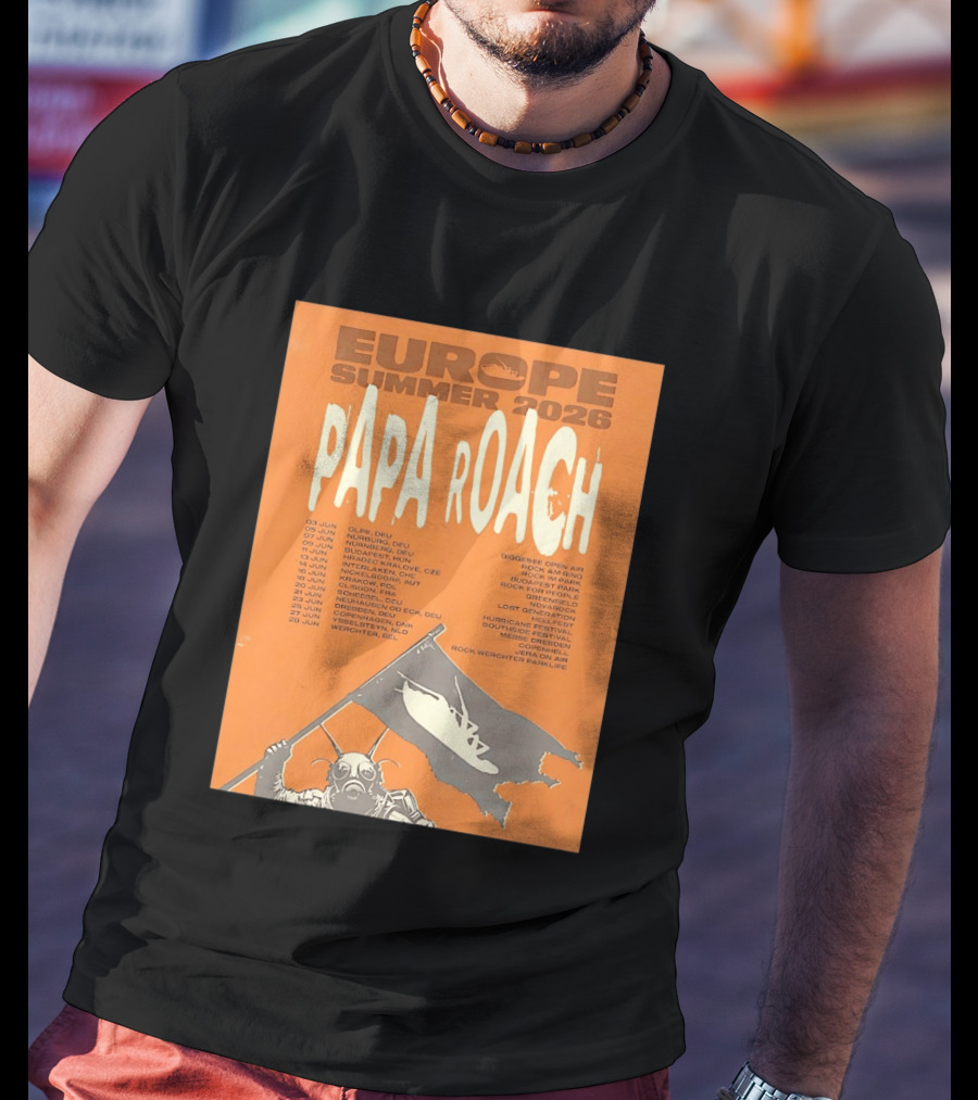 Papa Roach Europe Summer 2026 Tour Olpe Nuremberg Budapest Amsterdam Werchter Dates T-Shirt
