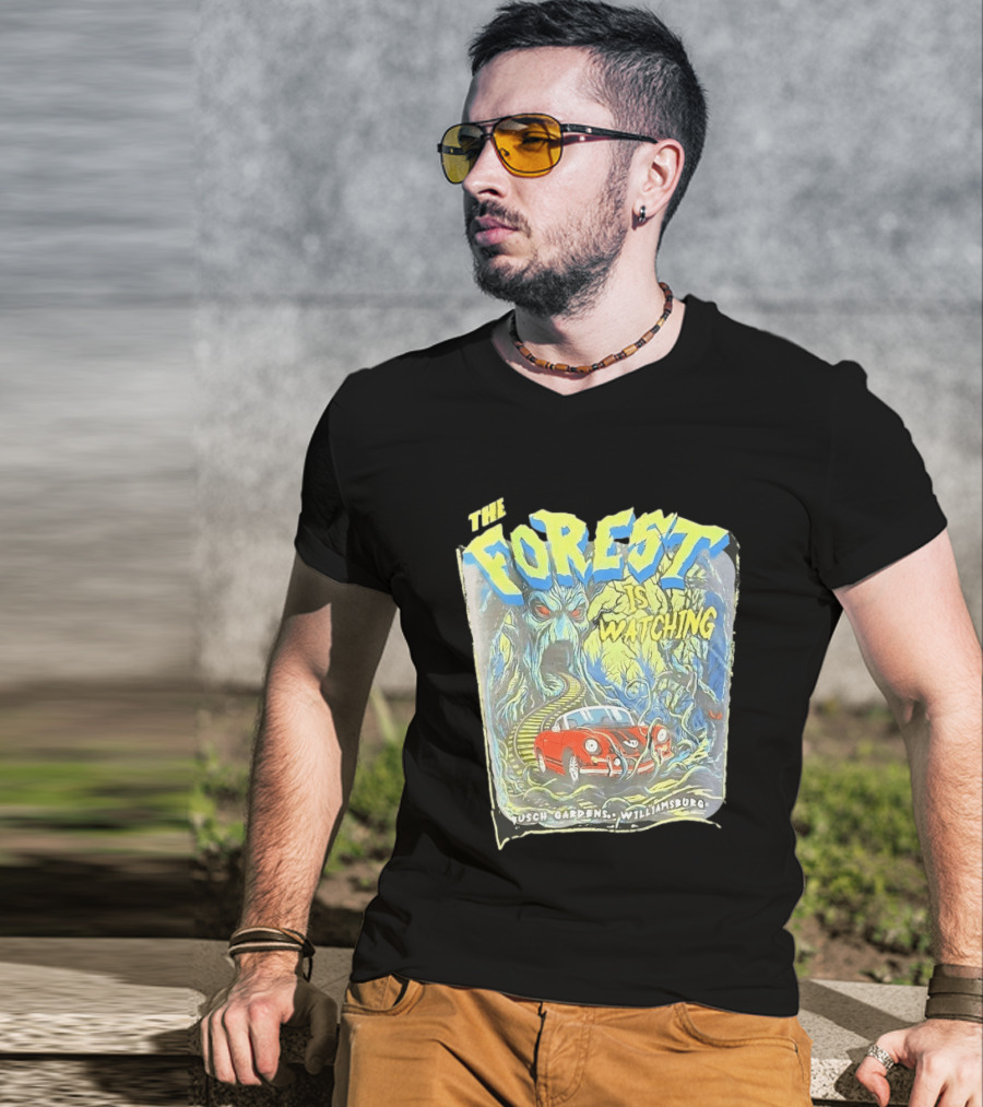 The Forest Is Ing Busch Gardens Williamsburg Red Car And Creepy Trees T-Shirt