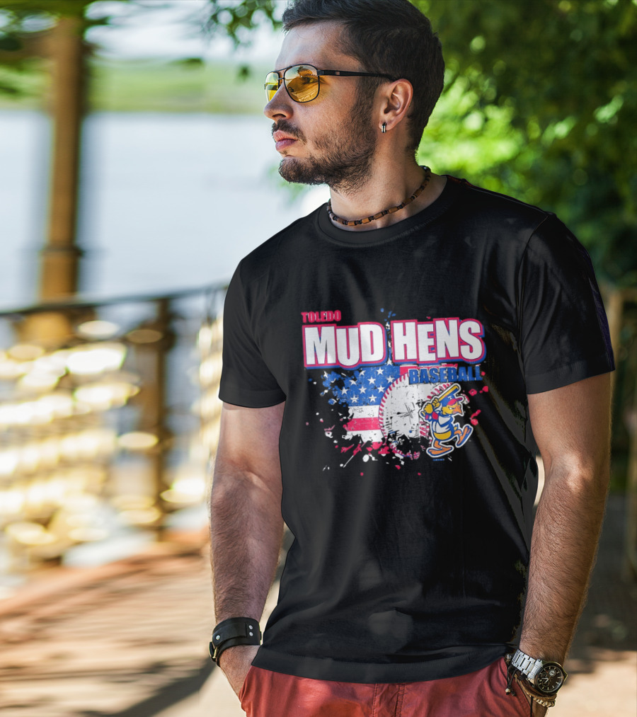 Toledo Mud Hens American Flag Splatter Baseball T-Shirt