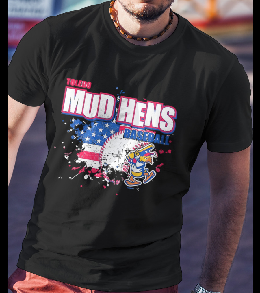 Toledo Mud Hens American Flag Splatter Baseball T-Shirt